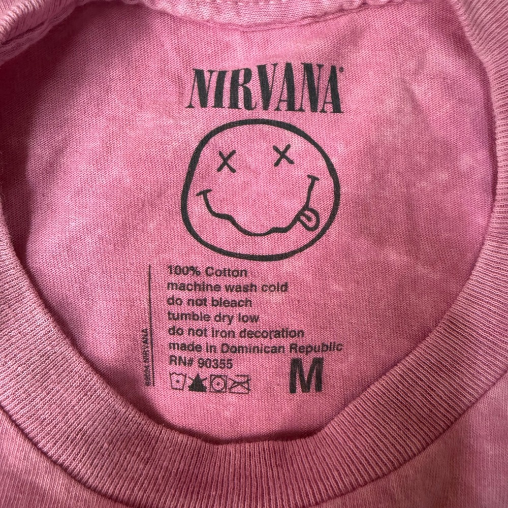 Nirvana Band Tee Mens Medium Pink In Utero T-Shirt Pink Graphic Grunge NWOT - Picture 3 of 5